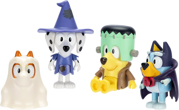 Figure 4-Packs, Halloween, 2.5" Poseable, Bingo, Chloe & Lucky Dressed in Halloween Costumes, with Accessories, Kids Can Recreate Their Favorite Moments
