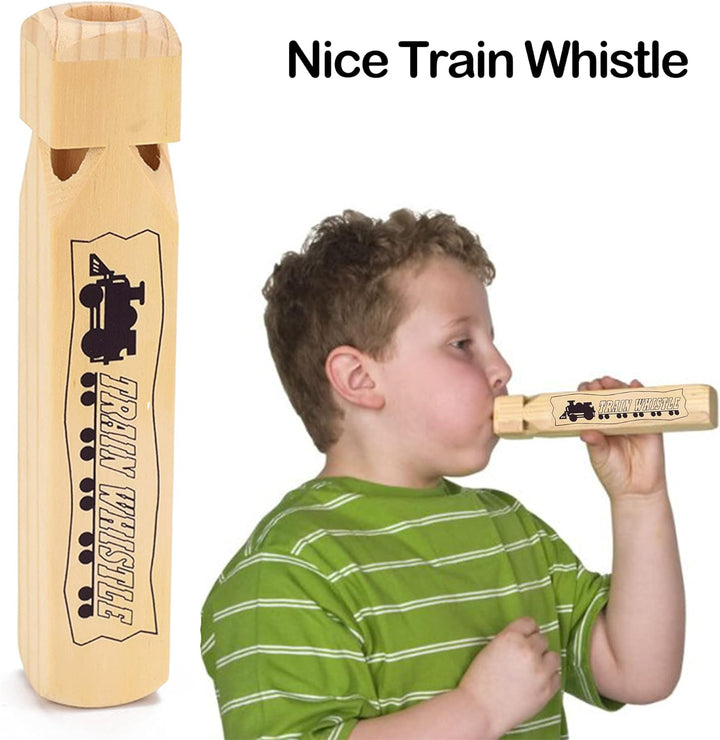 Solid Wood Train Whistle 4 Tones, Noisemaker Toys and Conductor Whistle for Birthday Party Carnival Prize Game Cheering Prop or Educational
