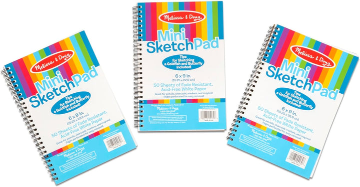 Mini Sketch Pad of Paper (6 X 9 Inches) - 50 Sheets, 3-Pack
