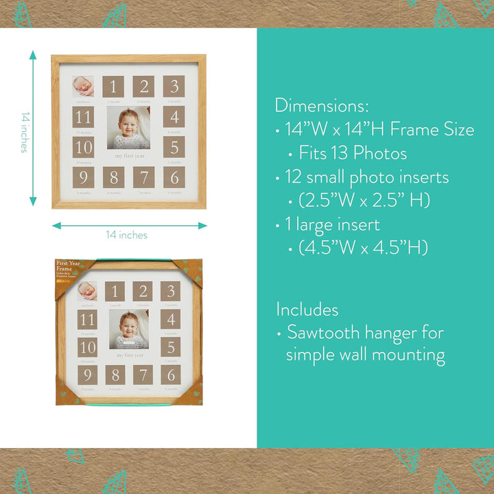 My First Year Picture Frame, Baby'S First Twelve Months Photo Collage and Gender Neutral Keepsake, Ideal for Baby Shower, New Mom Gift and Nursery Decor, Wood