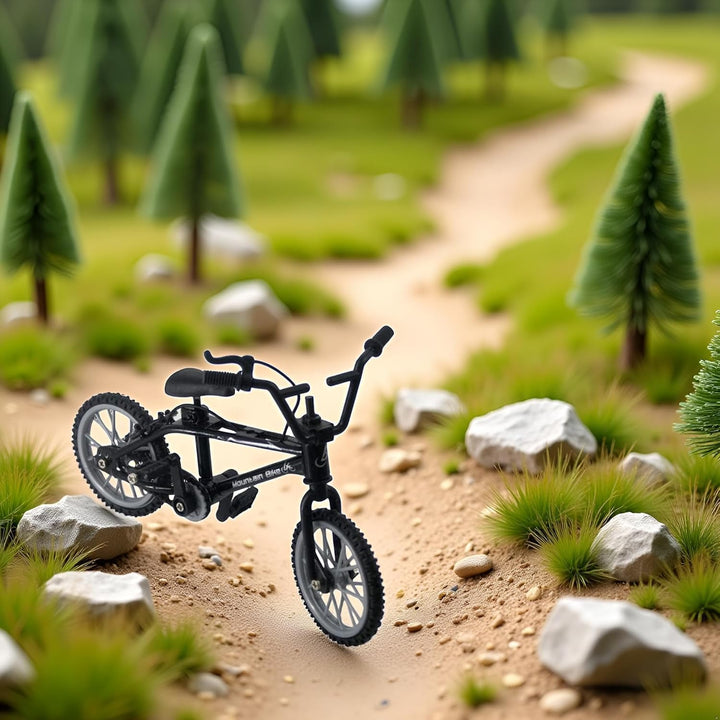 Black 1/18 Finger Bike Action Figure Toy,Mini Finger Mountain Bike Model Art Crafts Desktop Decor