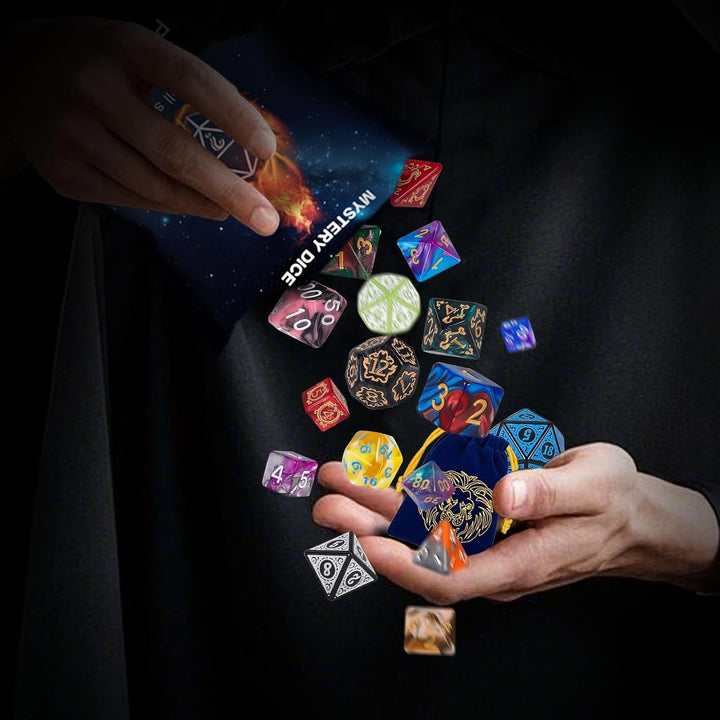Polyhedral Dice - 8PCS Mystery Dice Set, Various Styles, Random D&D Dice Patterns & Dice Bag, DND Gifts, Suitable for Dungeons and Dragons, RPG, Mtg,Role Playing Table Game