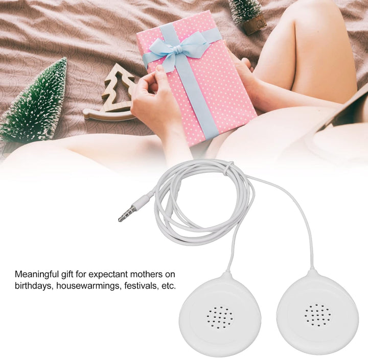 Prenatal Belly Headphone, Baby Heartbeat Monitor Pregnancy Prenatal Belly Speakers Music Splitter 12 Sticker Prenatal Belly Headphone Pregnancy Headphone for Women Mother White