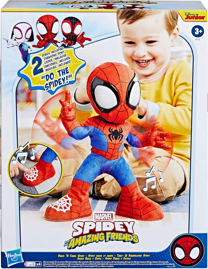 Marvel Dance 'N Crawl Spidey, Interactive Plush Toy with 20 Phrases & Sounds, 2 Songs, Super Hero Toys for Kids 3 & Up
