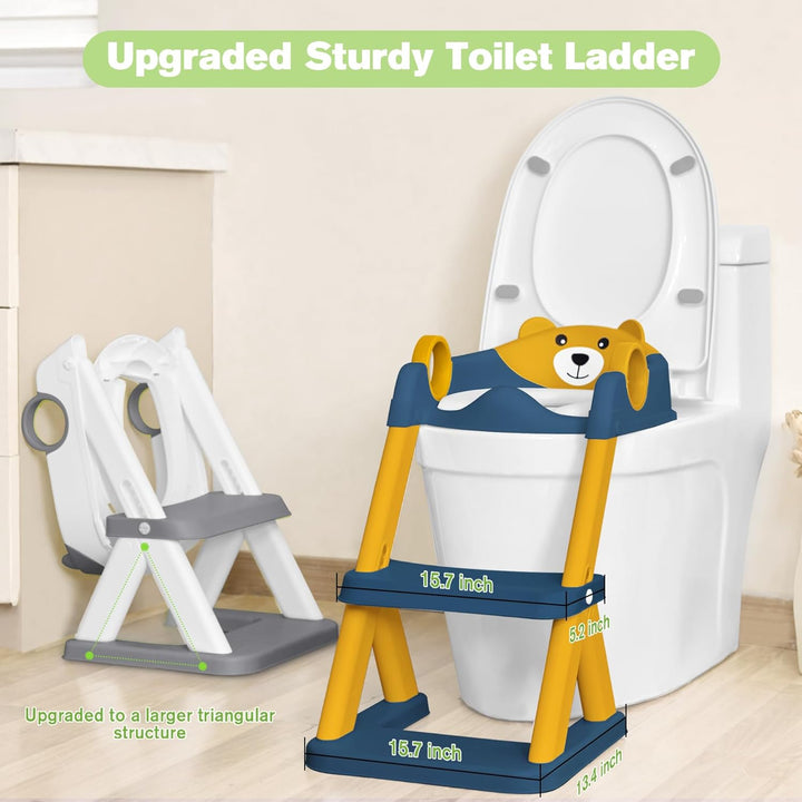 Toilet Seat, Potty Training Seat for Toddler, Upgraded 2-In-1 Potty Toilet Training for Boys and Girls,Waterproof Cushioned Mat with Non-Slip Step Stool
