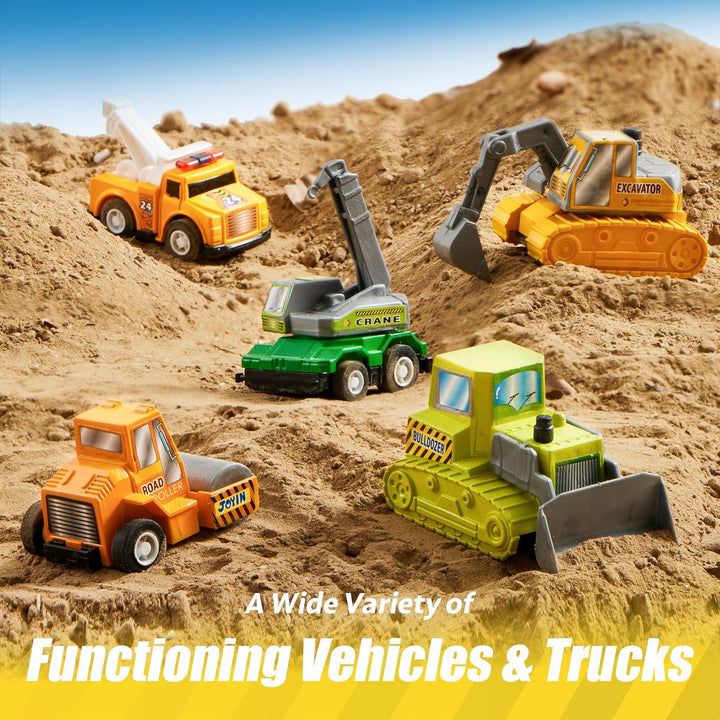 18 Pcs Pull Back City Cars and Trucks Toy Vehicles Set, Friction Powered Cars Toys for Toddlers, Boys, Girls’ Educational Play, Kids Stocking Stuffers, Treasure Box Gifts for Classroom