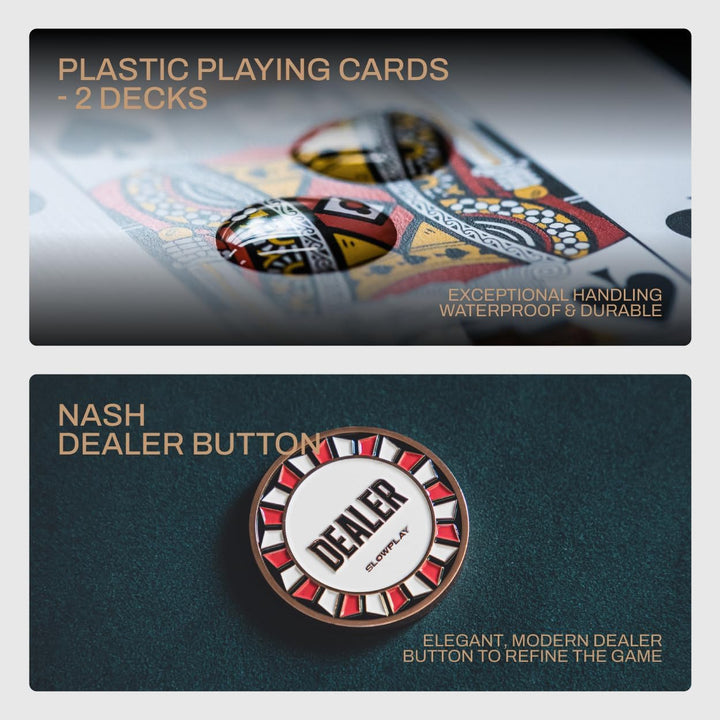 14G Clay Poker Chips Set for Texas Hold'Em, 500 PCS, with Numbered Values, Art Deco Style, and Carrying Case