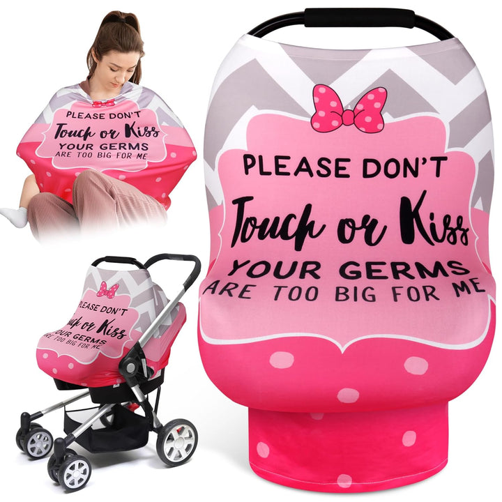 No Touch Sign Car Seat Cover for Babies, Mom Nursing Covers Breastfeeding Scarf, Multi Use Infant Carseat Canopy for Newborn Carrier/Stroller/Shopping Cart, Baby Shower Gifts for Boy Girl