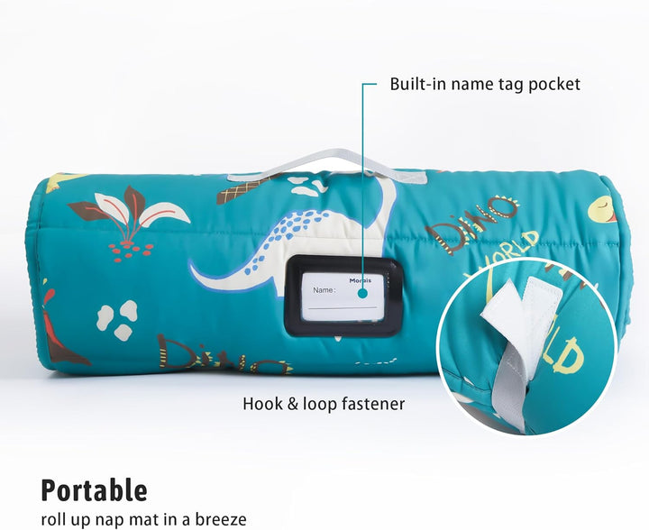 Toddler Nap Mat with Removable Pillow and Blanket, 52" X 20" Lightweight and Soft Nap Mat for Preschool, Daycare, Travel Sleeping Bags for Kids