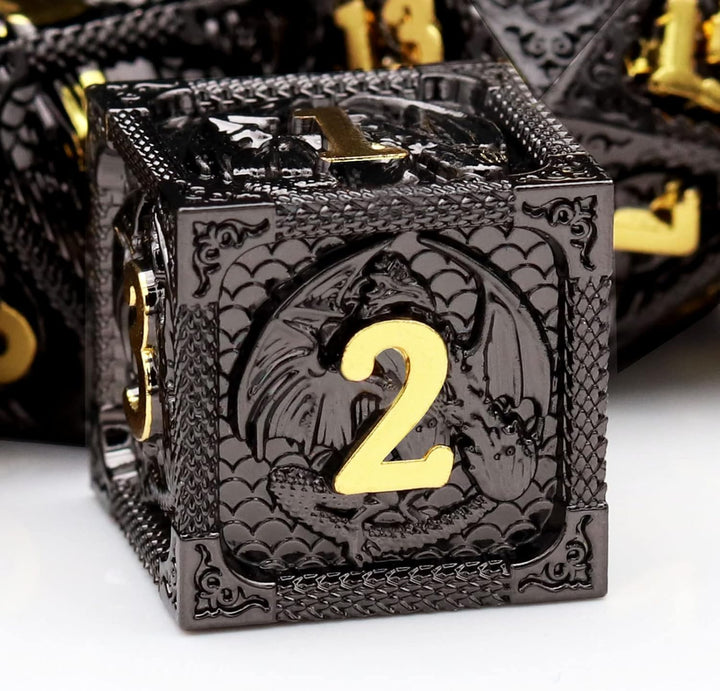 Bloodstained Metal DND Dice Set Blood Polyhedral D&D Dice Compatible with Dungeons and Dragons Gift TTRPG Antique Metal Halloween Dice