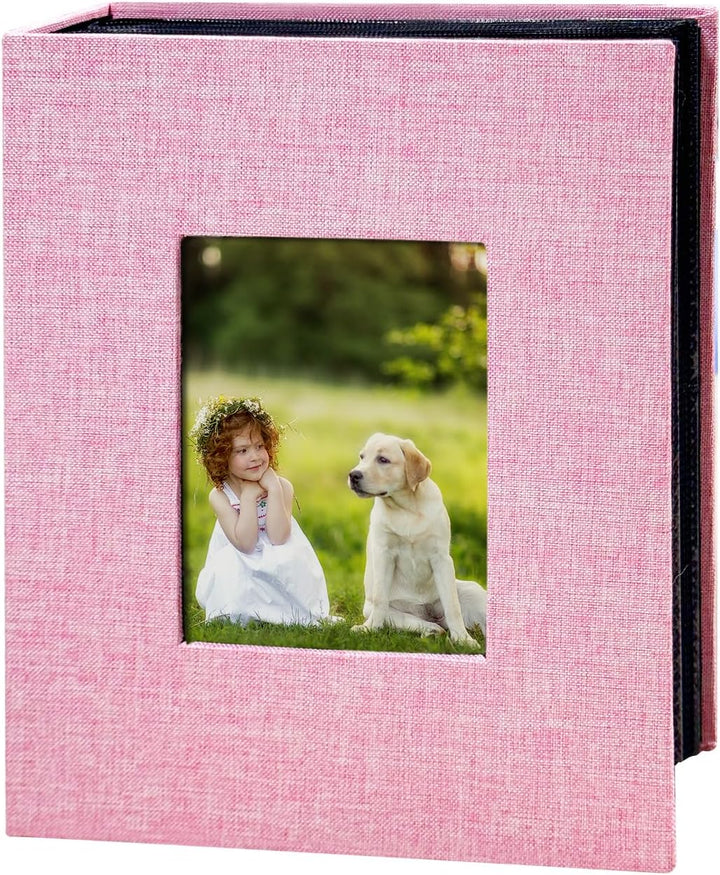 Photo Album 4X6 100 Pockets, Linen Cover Top Loader Vertical, Slip-In Picture Grey Pockets Albums for Wedding, Family, Anniversary, Baby, Vacation
