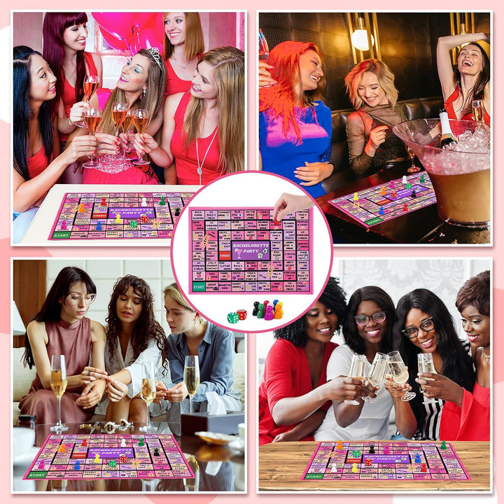 Bachelorette Party Drinking Games for Adults, Rubber Mat Drinking Board Game, Funny Party Interactive Drinking Games for Girls Night, Bachelorette Party, Age 21+, 2-8 Players