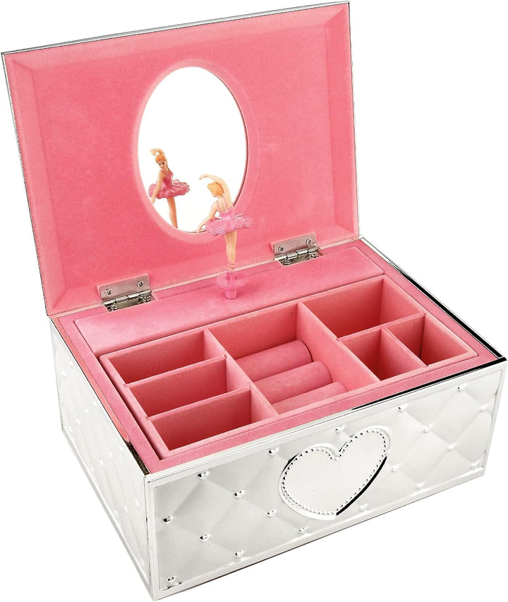 6205231 Childhood Memories Musical Ballerina Jewelry Box, Metallic