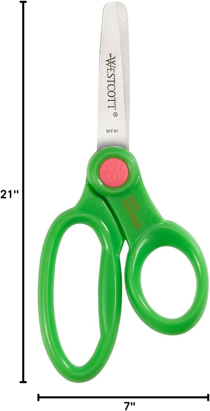 14871 Right- and Left-Handed Scissors, Kids' Scissors, Ages 4-8, 5-Inch Blunt Tip, Assorted, 12 Pack