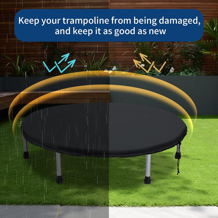 Mini Trampoline Cover 40 Inch Waterproof Fitness Protective Trampoline round Covers for Adults Toddler Indoor Outdoor Garden Rebounder - Not Spring Covers (1 Black Cover Only)