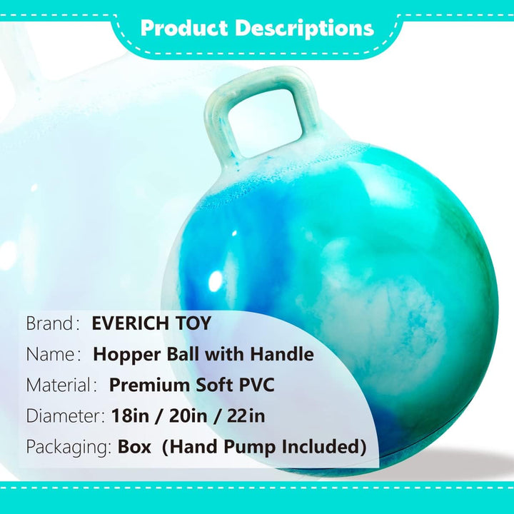 Hopper Ball, Clouds Hopping Toys for Kids, 18 Inch Bouncy Ball with Handle, Inflatable Bouncing Hoppity Hop Toys for Boys and Girls Gifts