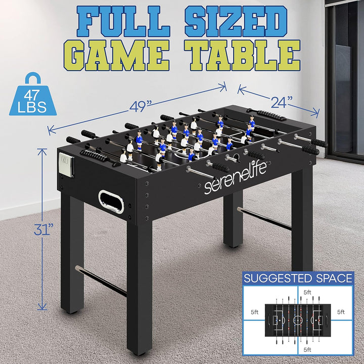 48In Foosball Table, Competition Sized Set with 2 Balls and 2 Cup Holders for Indoor Family Arcade Game Room
