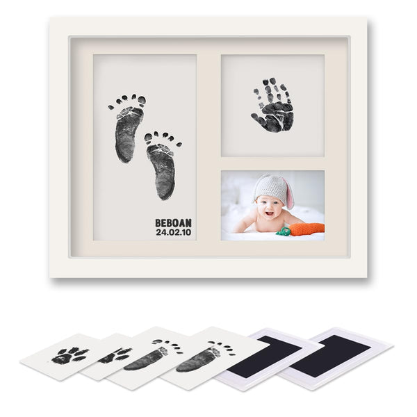 Inkless Hand and Footprint Kit, Baby Footprint Kit with No Mess Clean-Touch Ink Pad, Baby Keepsake Frames and Letter Diy Sticker, Personalized Baby Gifts, Dog Paw Print Kit