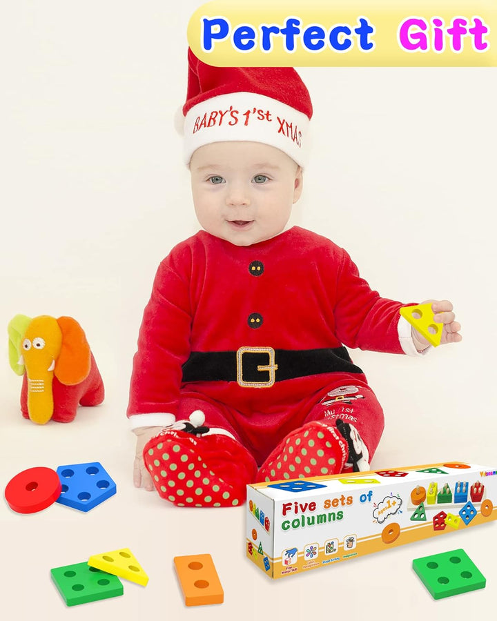 Montessori Toys for 1 2 3 Years Old Boys Girls Birthday Gifts, Wooden Sensory Toys for Ages 2-4 Kids Baby, Toddler Learning Toy Activities Puzzles Ages 1-3