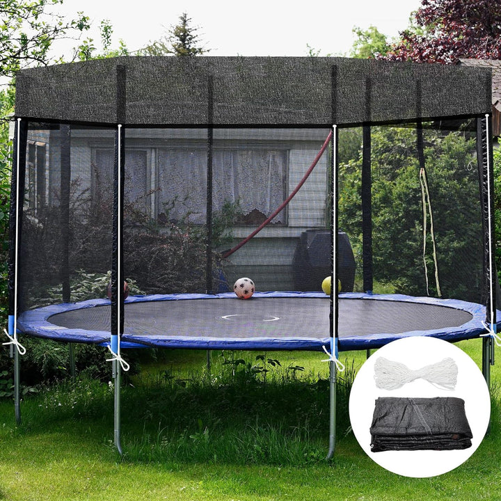 Trampoline Shade Cover Black Sunshade Tent Top Cover for 8Ft 10Ft 12Ft round Trampoline, Easy to Install for Backyard Playground, Tent Only