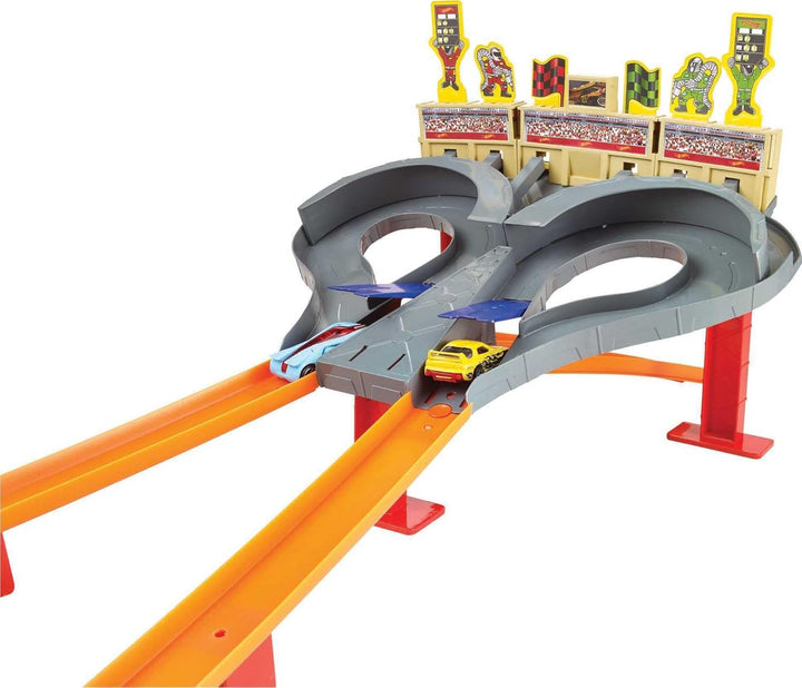 Track Set Super Speed Blastway Playset, Dual-Track Racing for 1 or 2 Players, Includes 1:64 Scale Toy Car