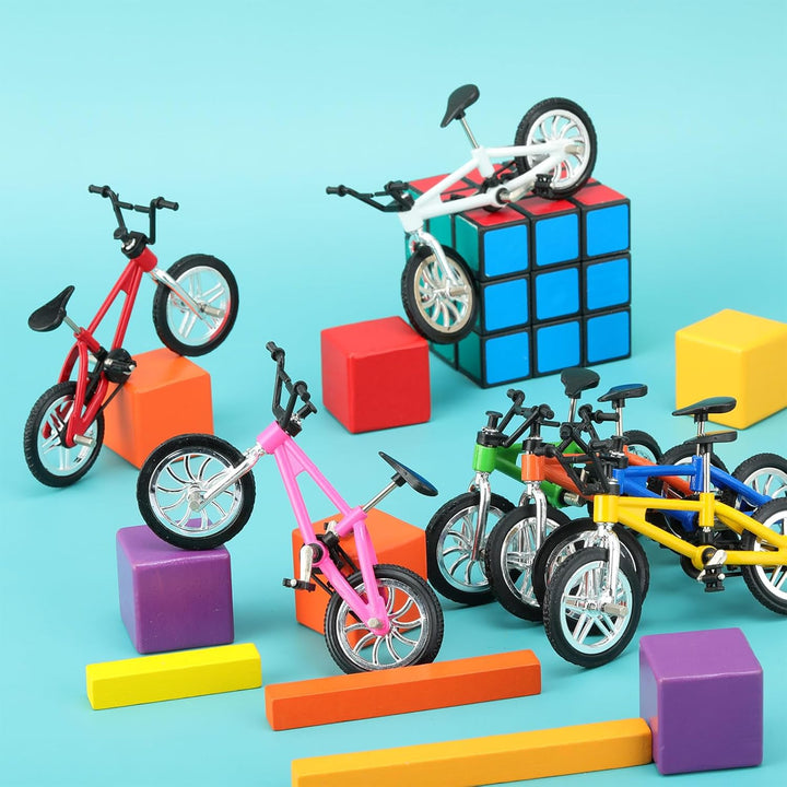 24 Pcs Kids Mini Finger Bikes Party Favors Miniature Fidget Bicycle Toy Metal Finger Bikes for Students Class Prizes Birthday Gift Goodie Bag Stuffers Carnival Prizes Christmas Stocking Fillers