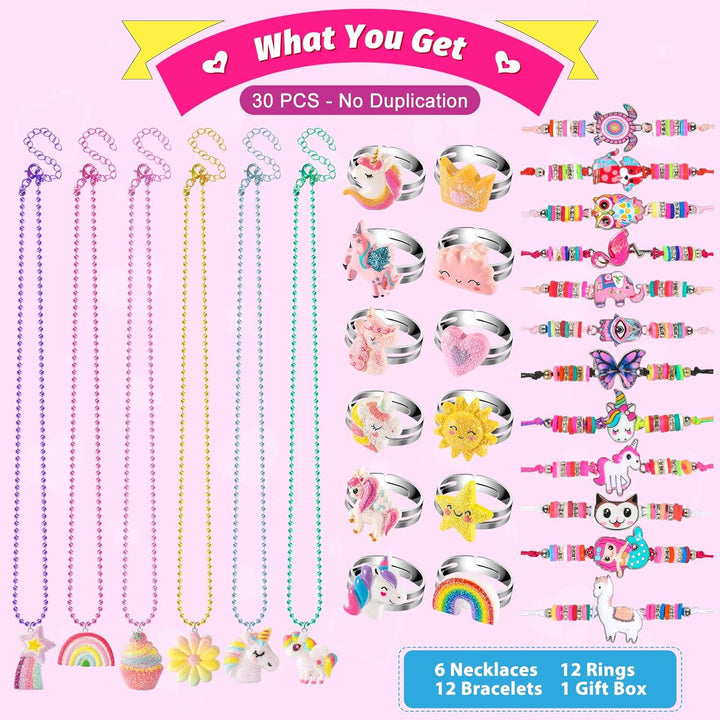 Kids Jewelry for Little Girl Toys 4-6 4-5, Toddler Jewelry Set for Costume & Dress up Ages 6-8, Play Rings Necklace Bracelets for Toddlers, Unicorn Gifts for 3-5 5-7 3 4 5 6 7 8 Year Old Gift Ideas