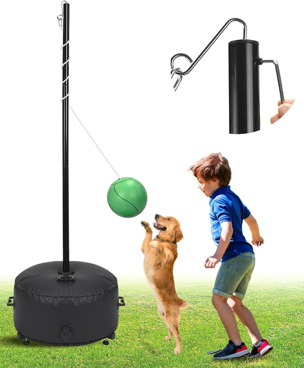 Heavy Duty Tetherball Set with Ball and Rope, Adjustable Height Tether Ball Poles - Two Usage Methods, Portable Tetherball Kit for Indoor & Outdoor, Playground, Backyard, Fun for Adults & Kids