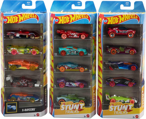 Toy Cars or Trucks 5-Pack Bundle, 3 Themed Sets of 5 1:64 Scale Vehicles, 15 Total Vehicles for Kids & Collectors (Styles May Vary)