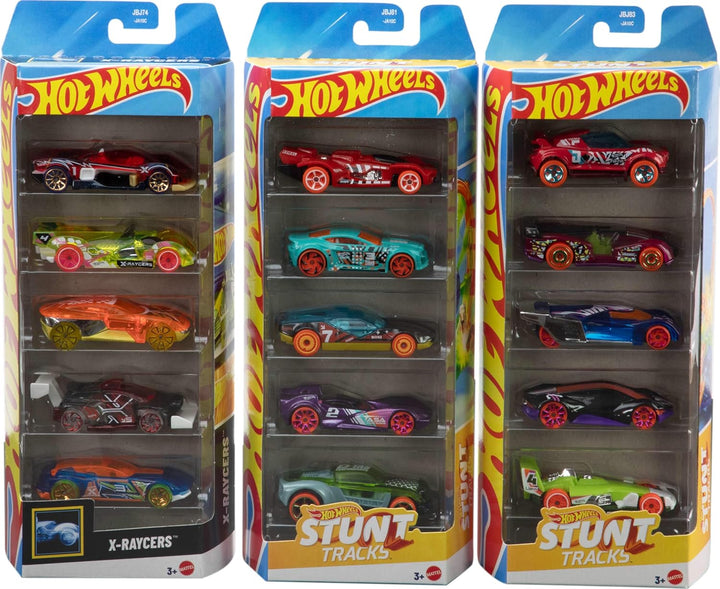 Toy Cars or Trucks 5-Pack Bundle, 3 Themed Sets of 5 1:64 Scale Vehicles, 15 Total Vehicles for Kids & Collectors (Styles May Vary)