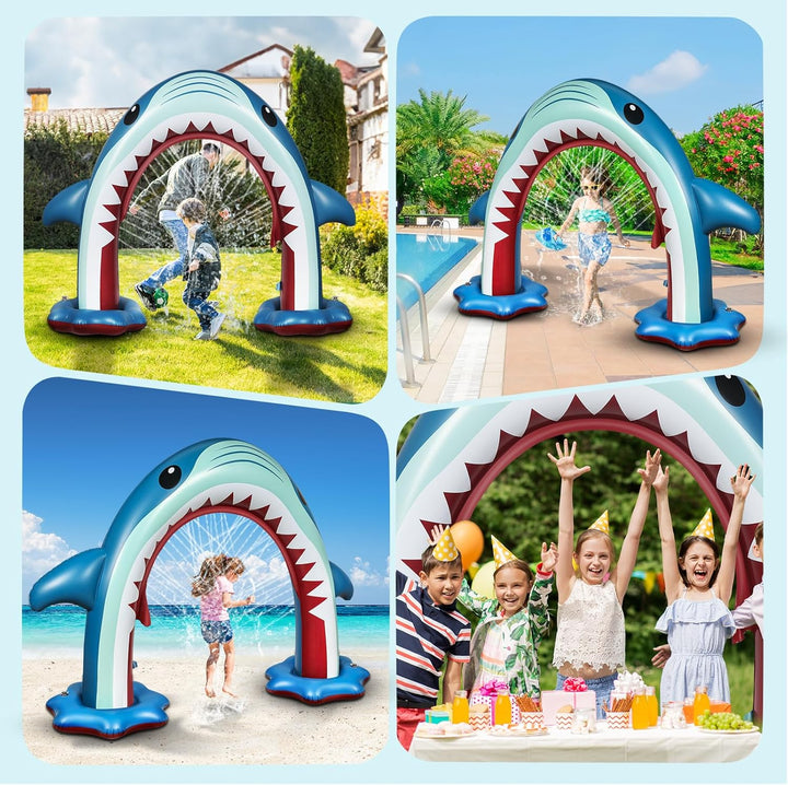 Giant Shark Sprinkler Kids Inflatable Water Toy Summer Outdoor Play Sprinkler