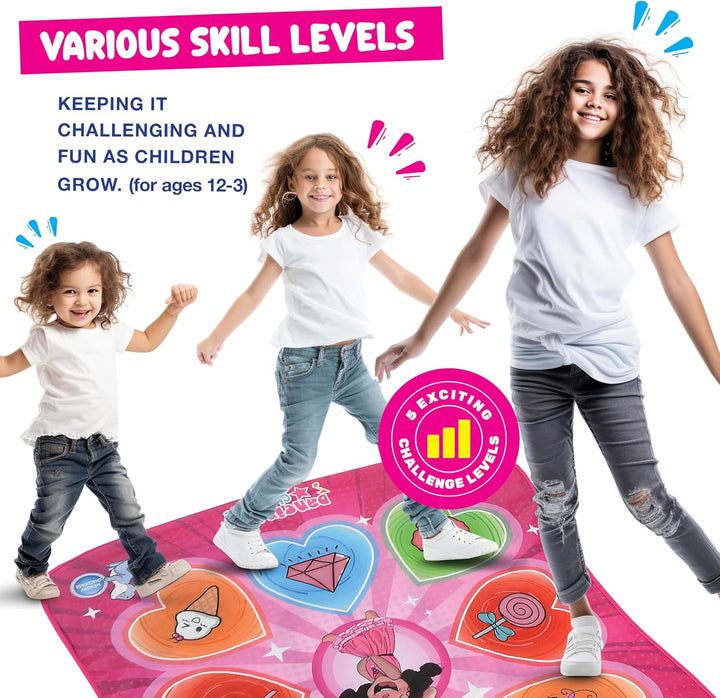 Dance Mat for Kids - Best Birthday Gifts for Girls & Boys Electronic Dance Game Toy for Kids, Adjustable Volume, 5 Levels - Dance Pad with LED Lights & Built-In Music for Ages 3-12 Years Old