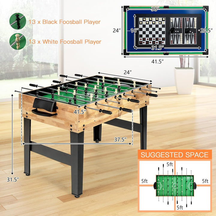 Multi Game Table, 10 in 1 Combo Game Table W/Foosball Table, Hockey, Pool Table, Ping Pong, Shuffleboard, Bowling & 4 Board Games, Game Tables for Game Room, Home, Family
