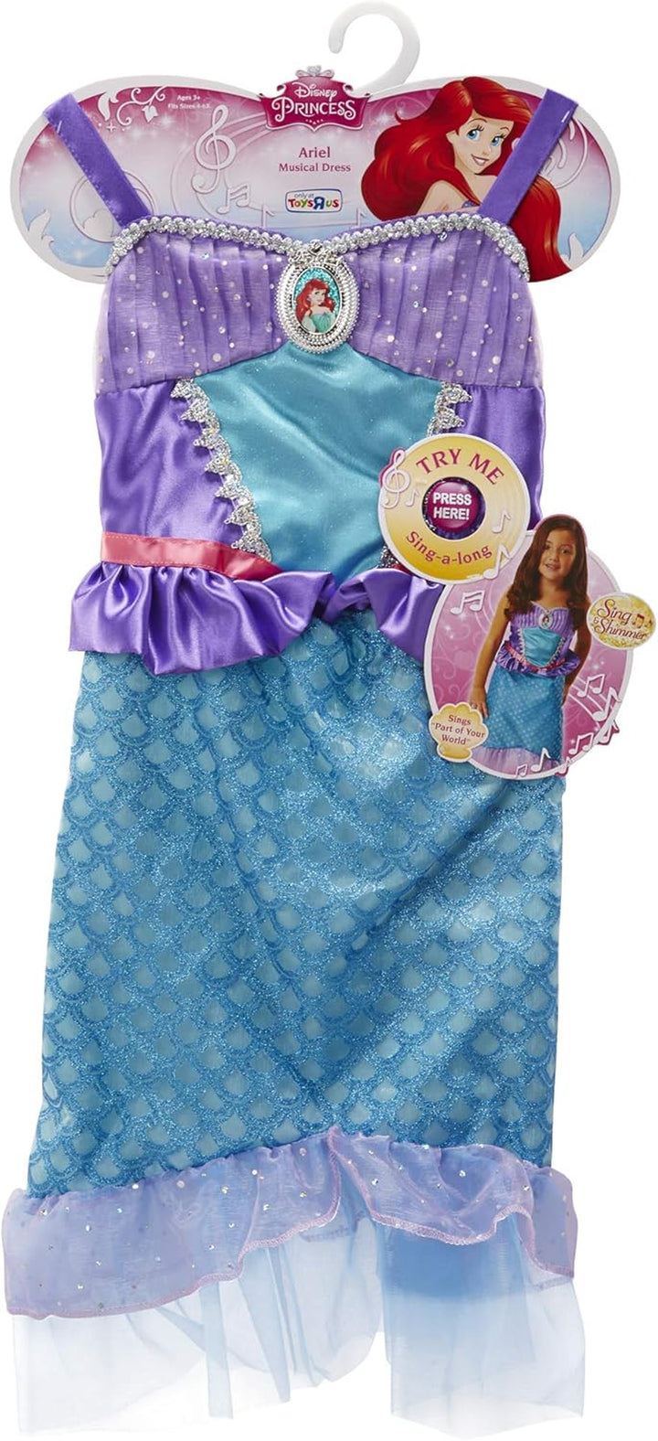 Ariel Sing & Shimmer Musical Dress – Sparkling Costume with Built-In Music, Ages 3–6, Size 4–6X – Amazon Exclusive