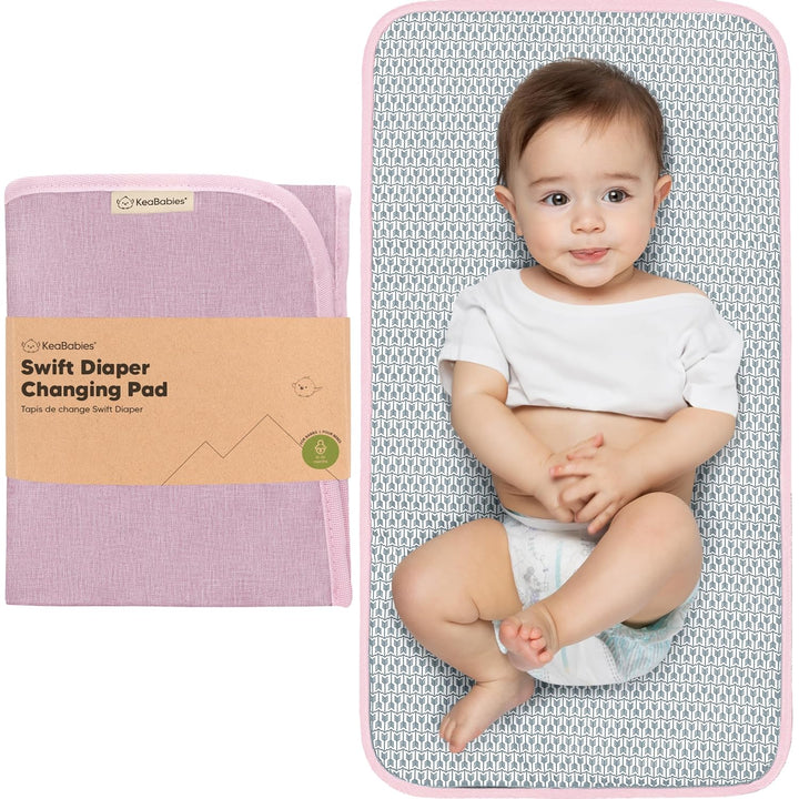 Portable Diaper Changing Pad, Easy Wipe Clean - Foldable Waterproof Baby Changing Mat for Diaper Bag, Compact, Lightweight, 25X13 Baby Changer Travel Essential, Machine Washable (Black Geo)