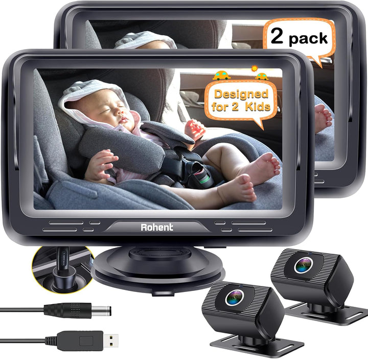 Baby Car Camera HD 1080P - Rear-Facing Infant Monitor with Night Vision Car Camera for Baby 150° Wide-Angle Lens Anti-Glare Screen Easy Install 360° Adjustable Display