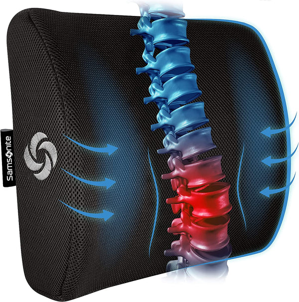 Lumbar Support Pillow for Office Chair and Car Seat, Perfectly Balanced Memory Foam , Versatile Use Lower Back Cushion