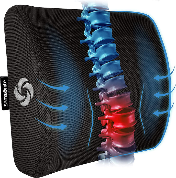 Lumbar Support Pillow for Office Chair and Car Seat, Perfectly Balanced Memory Foam , Versatile Use Lower Back Cushion