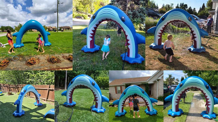 Giant Shark Sprinkler Kids Inflatable Water Toy Summer Outdoor Play Sprinkler