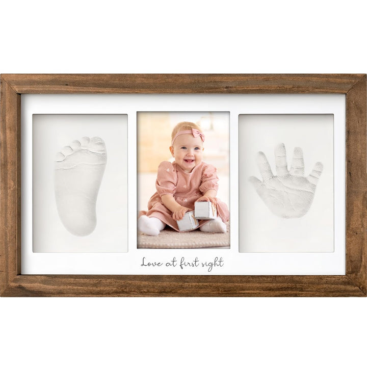 Baby Hand and Footprint Kit - Clay Handprint Keepsake Frame, Newborn Nursery Picture Frame, Personalized New Mom Gifts for Baby Shower & Registry (Alpine White)