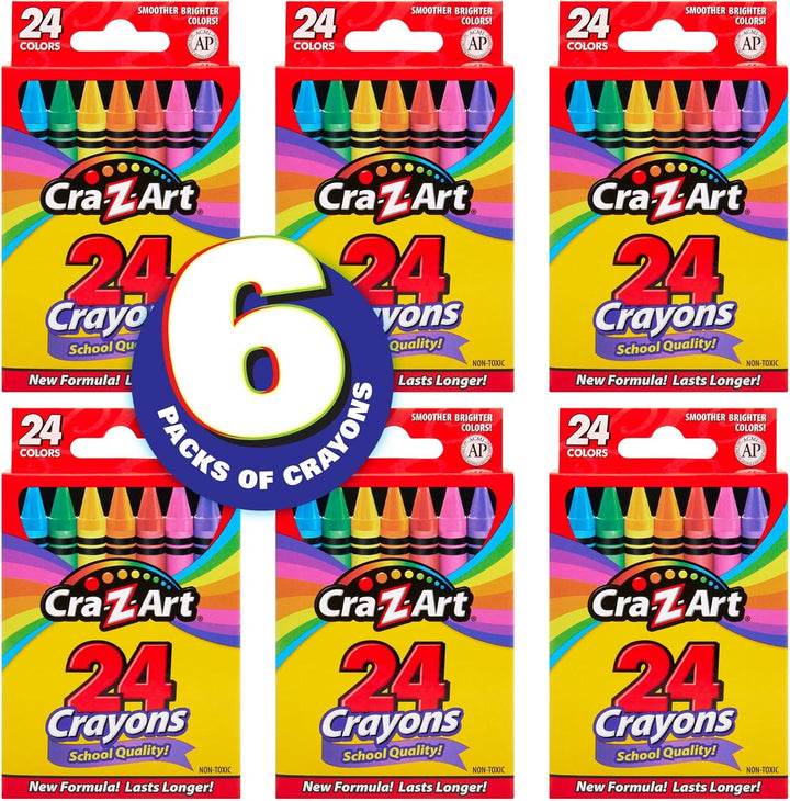 24Ct Crayons Pack, Perfect Back to School Essential, Art Supplies for Coloring Fun, Ages 3 and Up