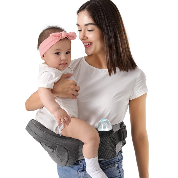 Baby Hip Carrier, Mom’S Choice Award Winner, Baby Carrier with Adjustable Waistband & Breathable Mesh, Ergonomic Carrier with Non-Slip Hip Seat Surface for Newborns & Toddlers, (Grey)