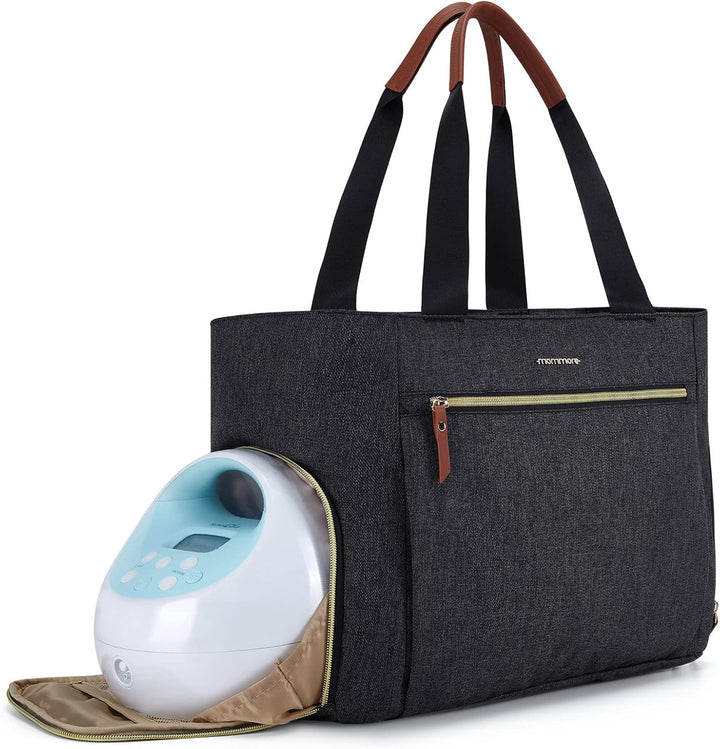 Breast Pump Bag Diaper Tote Bag with 15 Inch Laptop Sleeve Fit Most Breast Pumps like Medela, Spectra S1,S2, Evenflo