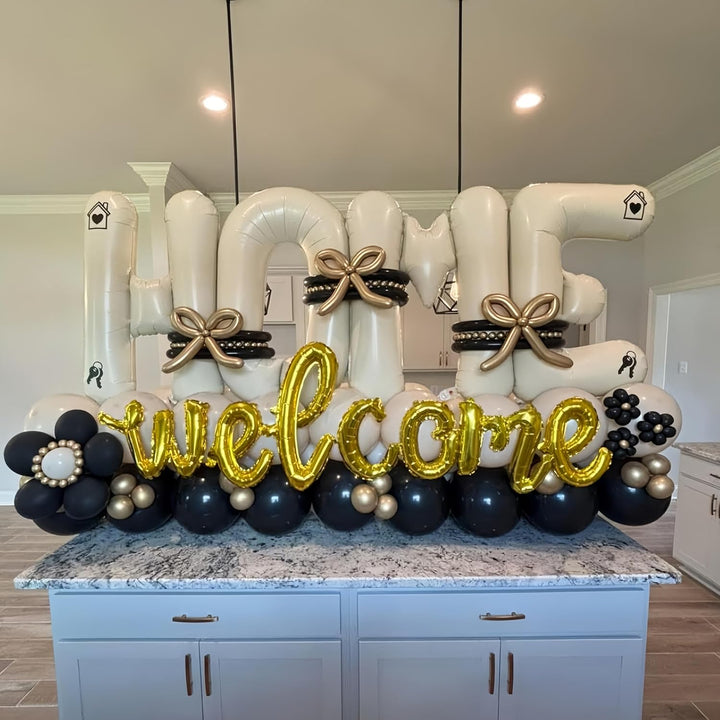 40 Inch Beige HOME Balloon for Housewarming Party Decorations, Large Cream New Home Welcome Balloon Letter Banner, Ivory White Sand Balloons Sign for Sweet House Warming Homecoming Party Decor