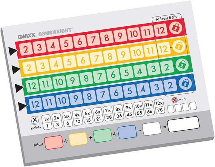 Qwixx, Replacement Score Cards Action Game Multi-Colored 1 Pack