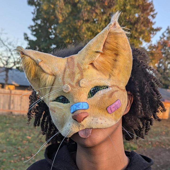 10PCS Cat Masks - White Therian Masks for Masquerade, Halloween, Kids Cosplay & Costume Parties