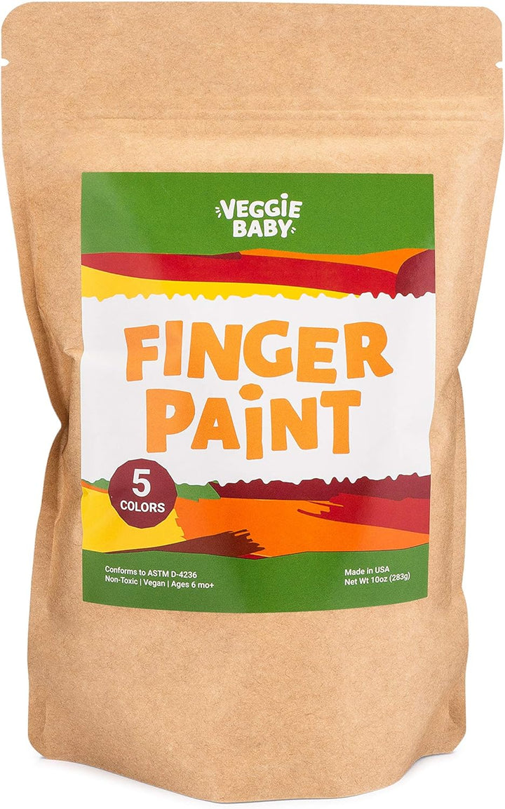 Vegan Finger Paints for Toddlers, Organic Baby Safe Coloring, Play, Made in USA (5 Colors)