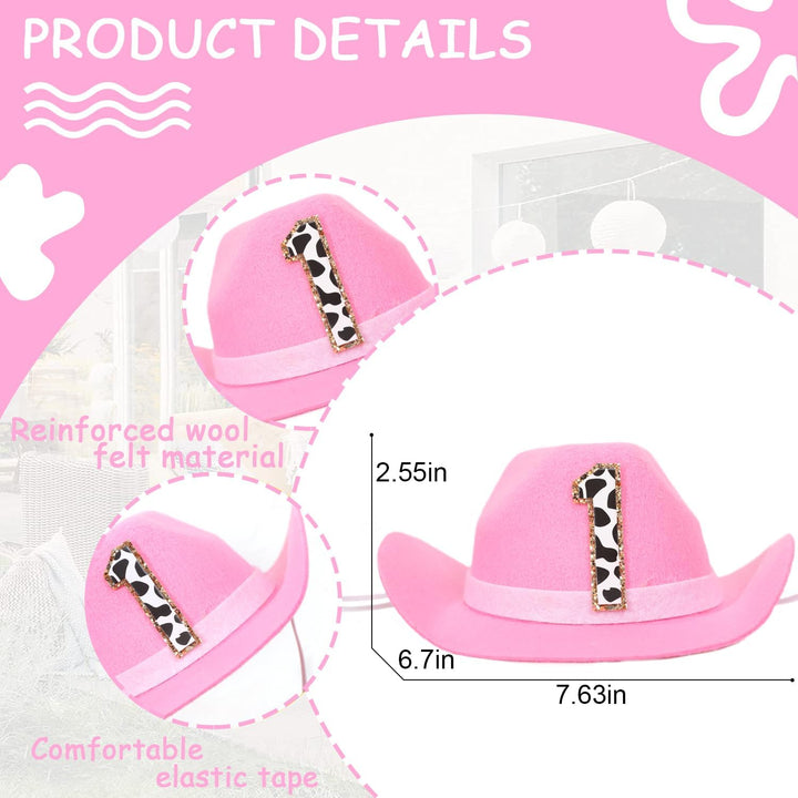 Girls Cowgirl Mini Hat - First Rodeo Birthday Party Crown, Western Farm Photo Prop (Pink)