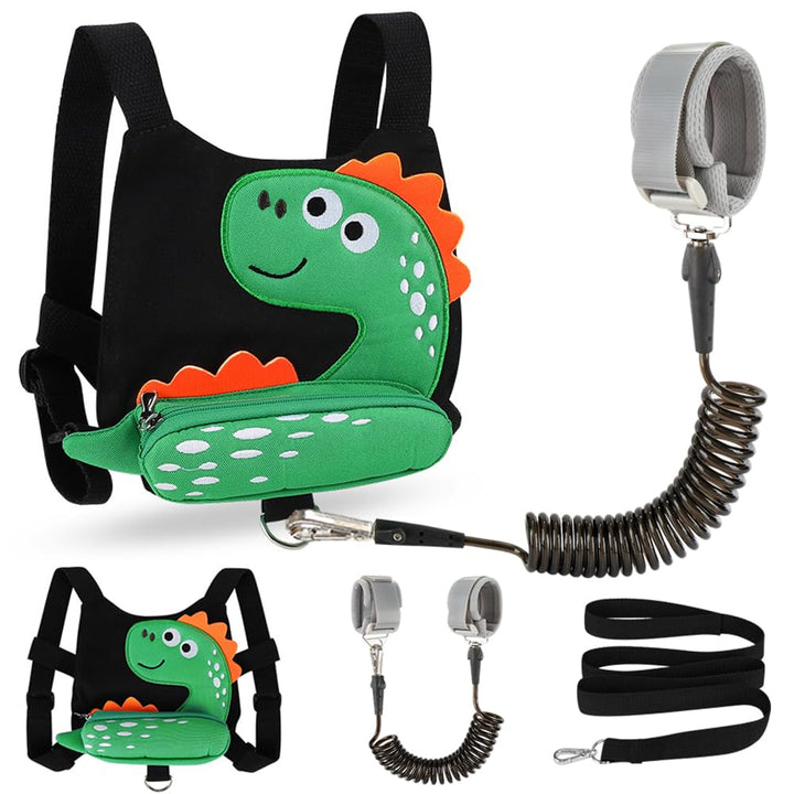 Toddler Harness Leash with anti Lost Wrist Link, Cute Dinosaur Kids Harnesses Children Leashes, Baby Walking Harness Keep Child Close Wristband Strap for Boys Travel