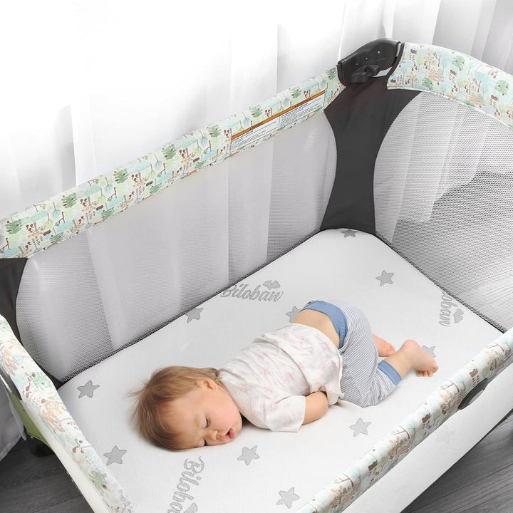 Pack and Play Mattress Protector Cover Zipper, Compatible with Graco Pack N Play &Dream on Me &Pamo Babe Playard Mattress to 1.5 Inches, Waterproof Viscose Made from Bamboo Playard Mattress Encasement